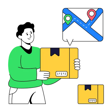 Man finding Parcel Location  Illustration