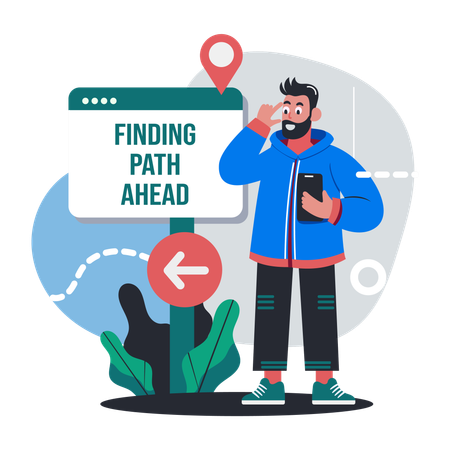 Man Finding Path  Illustration