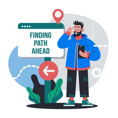 Man Finding Path  Illustration