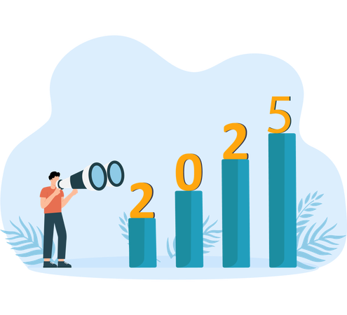 Man finding Path to success in new year 2025  Illustration