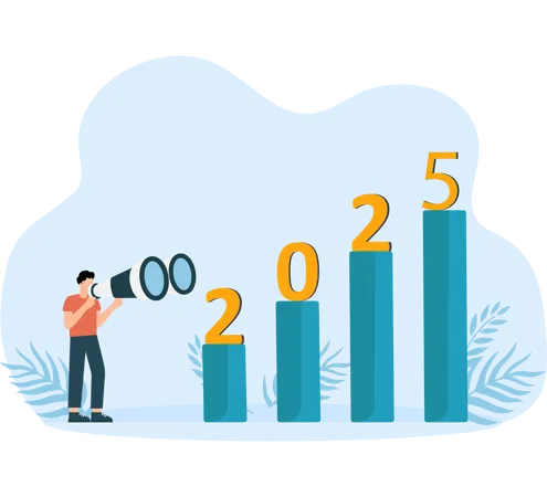 Man finding Path to success in new year 2025  Illustration