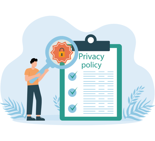 Man finding Privacy Policy  Illustration