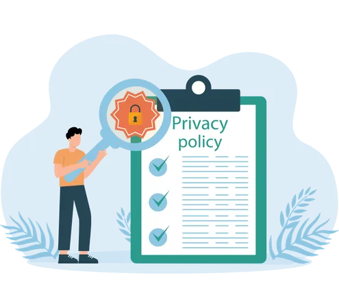 Man finding Privacy Policy  Illustration