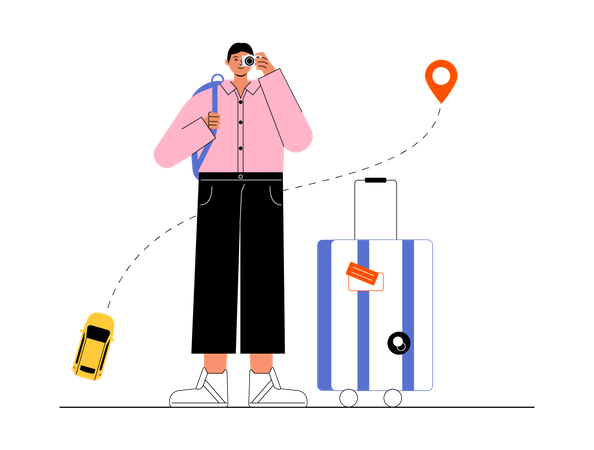 Man finding route to his destination  Illustration