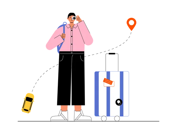 Man finding route to his destination  Illustration