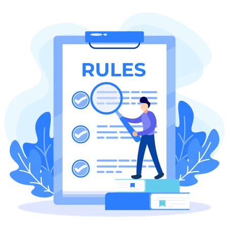 Man Finding Rules List  Illustration