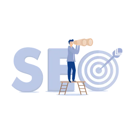 Man finding search engine optimization to drive traffic Illustration