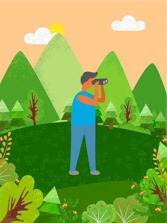 Man Finding Something  Illustration