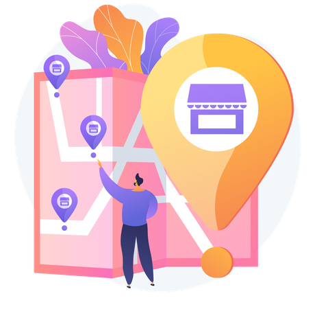 Man finding Store Location  Illustration