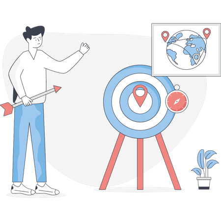 Man finding target location  Illustration