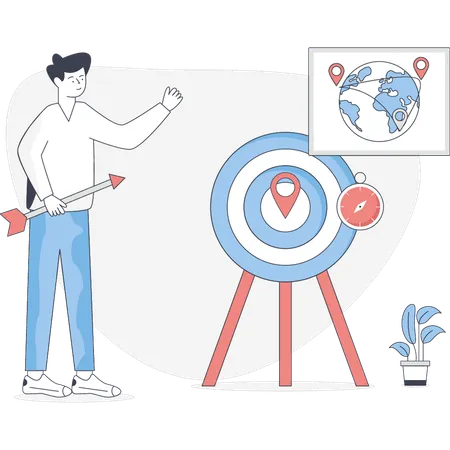 Man finding target location  Illustration