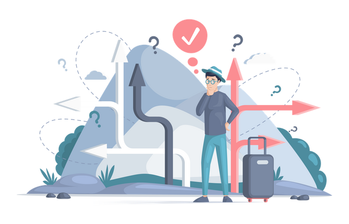 Man finding tourist location  Illustration