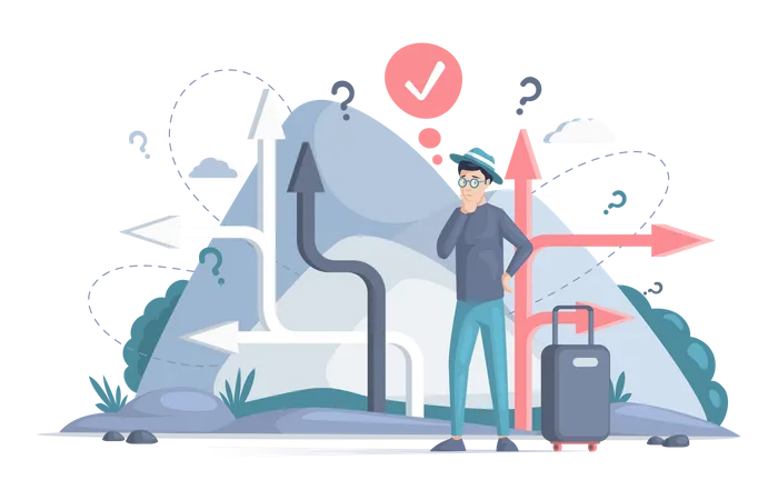 Man finding tourist location  Illustration