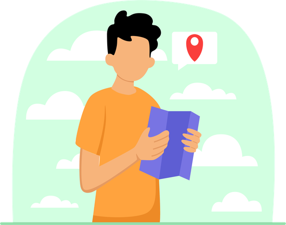 Man finding travel destination  Illustration