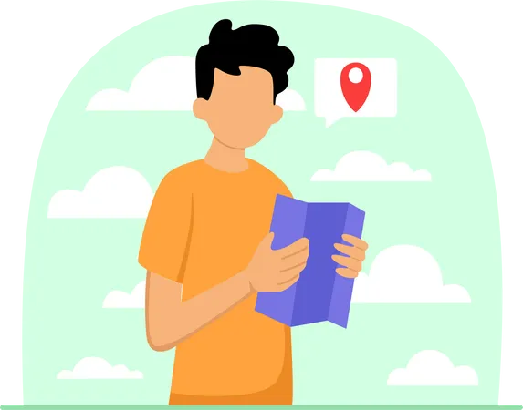 Man finding travel destination  Illustration