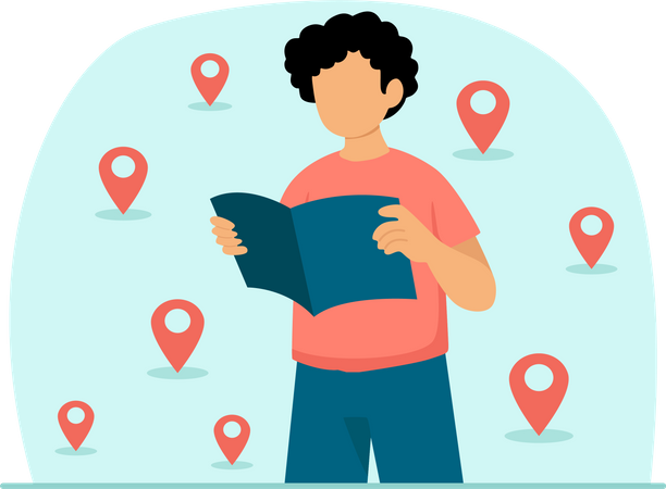 Man finding travel destination  Illustration