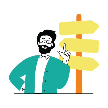 Man finding travel destination  Illustration