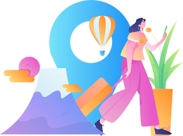 Man finding travel destination  Illustration