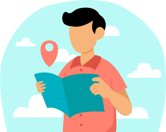 Man finding travel location  Illustration