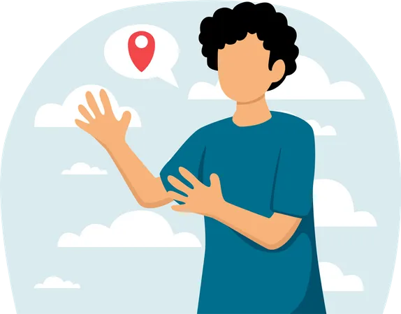 Man finding travel location  Illustration