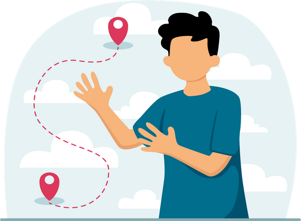 Man finding travel location  Illustration