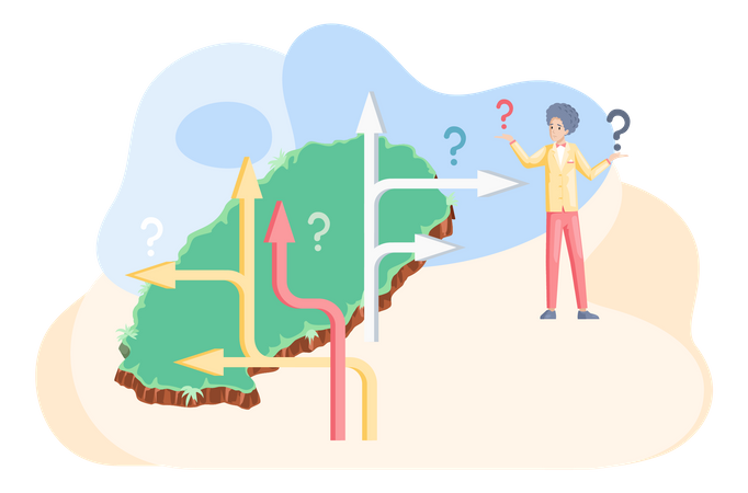 Man finding travel route Illustration