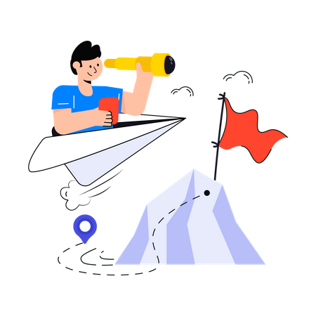 Man finding Travel Route  Illustration