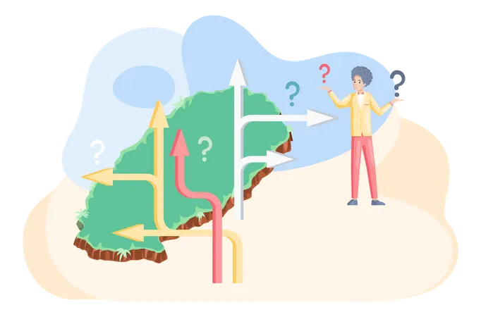 Man finding travel route  Illustration