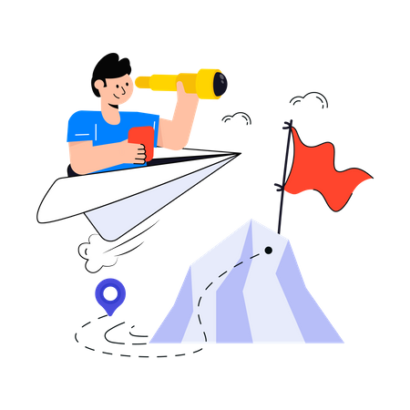 Man finding Travel Route  Illustration