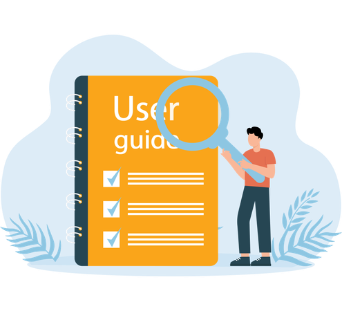 Man finding User Guide  Illustration