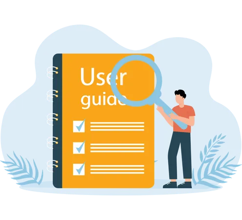 Man finding User Guide  Illustration