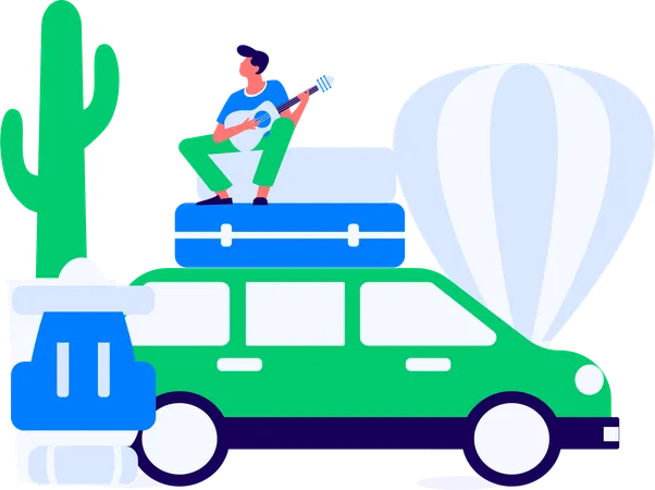 Man finding ways on mobile  Illustration