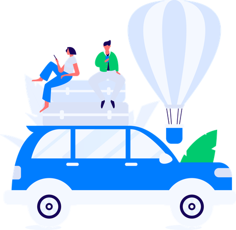 Man finding ways on mobile  Illustration