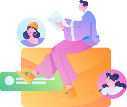 Man finding Workforce Profile  Illustration