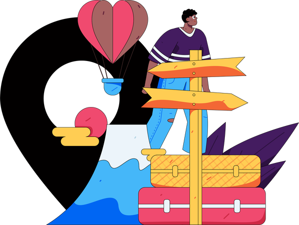 Man findning travel destination  Illustration