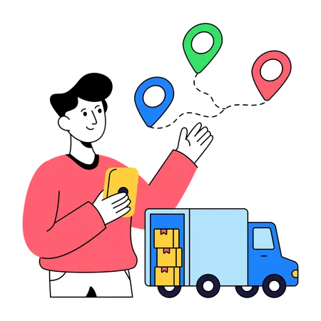 Man finds location for Cargo Van  Illustration