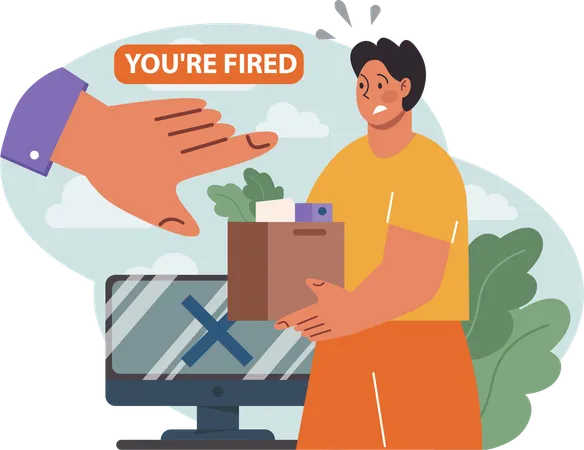Man fired from job  Illustration