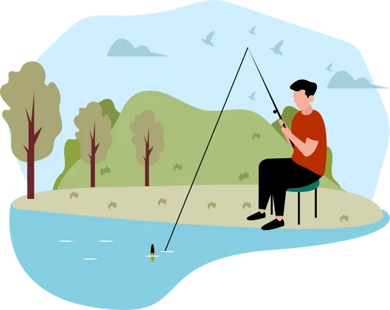 Man fishing Illustration