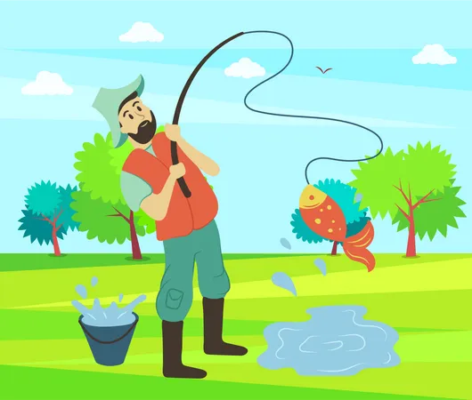 Man Fishing  Illustration