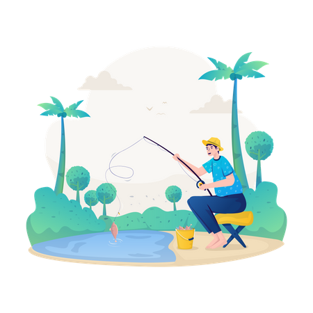Man fishing  Illustration
