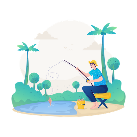 Man fishing  Illustration