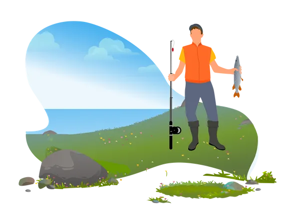 Man fishing  Illustration