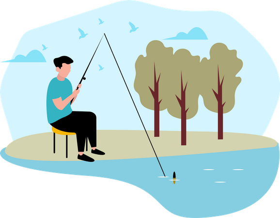 Man fishing  Illustration