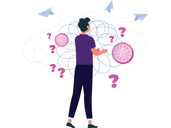 Man fixing chaotic mind  Illustration