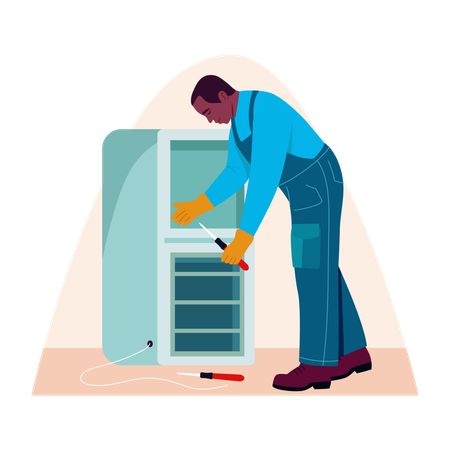 Man Fixing electronic appliance  Illustration