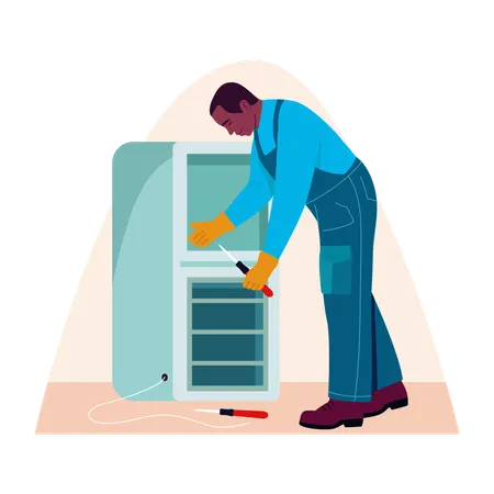 Man Fixing electronic appliance  Illustration