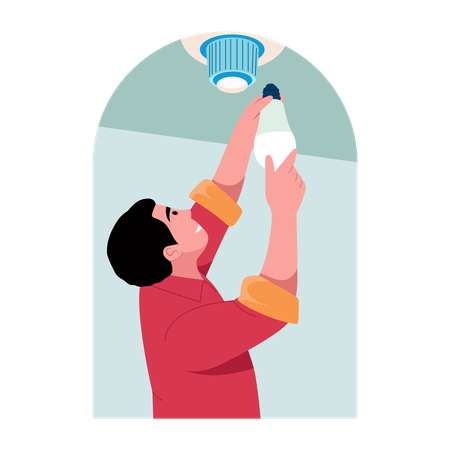 Man Fixing light  Illustration