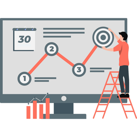 Man fixing numbering on analytics diagram  Illustration