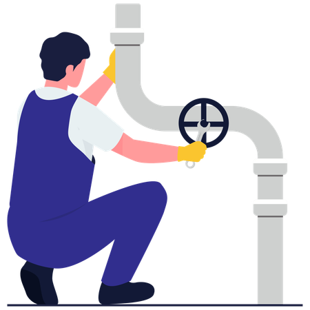 Man fixing Pipe Valve Repair  Illustration