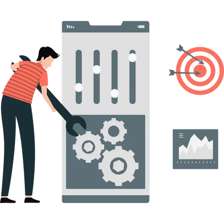 Man fixing setting with tools  Illustration